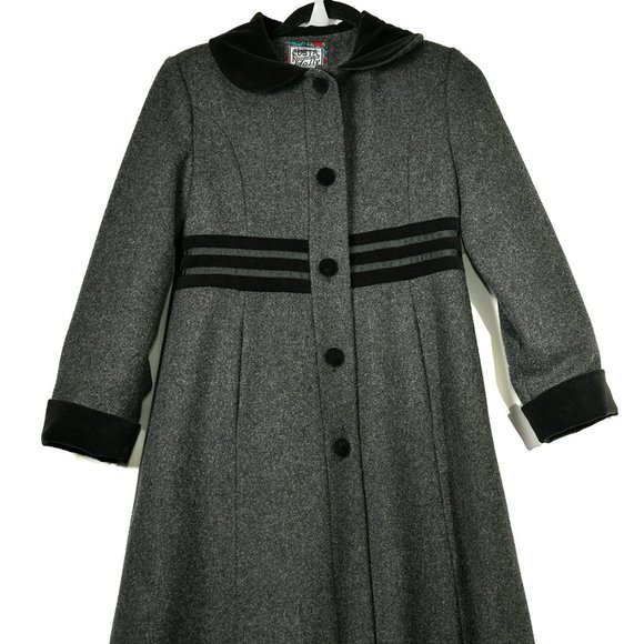 Rothschild Other - Vintage Rothschild Charcoa Gray Long Trench Wool Coat button up Size 12 Child